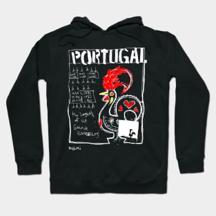 Portuguese Rooster Doodle White Hoodie